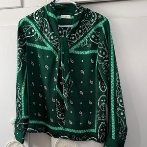 Sandro Asarine Green Paisly Blouse